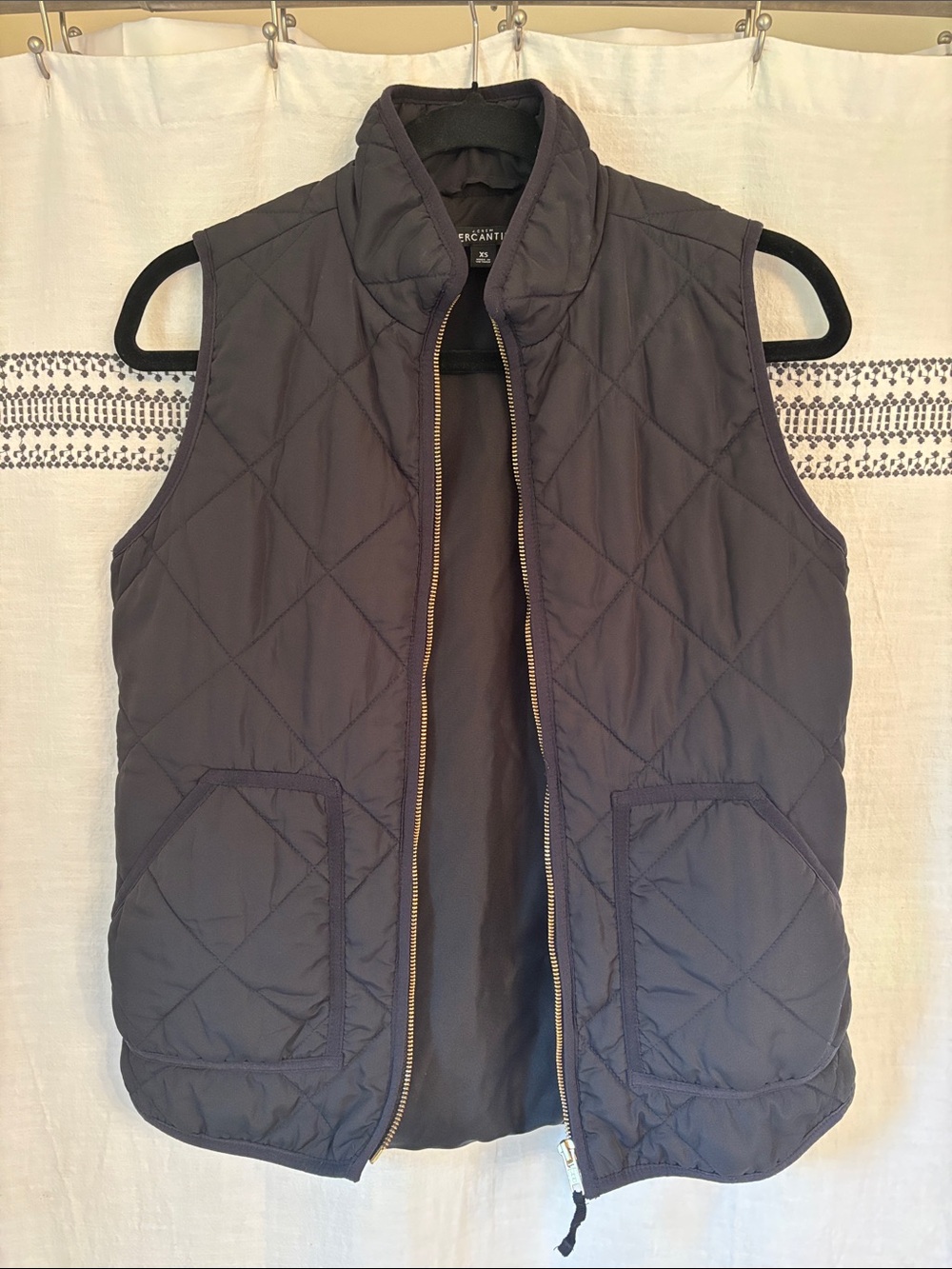J. Crew Quilted Vest in Dark Gray with Gold Zipper